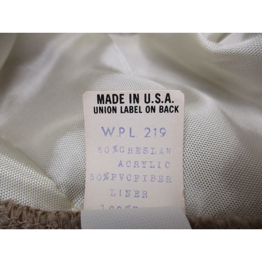 Vintage Union Made Tan Knit Cloche Hat Women Taupe Ribbed Brim Lined USA WPL 219 - Picture 8 of 10